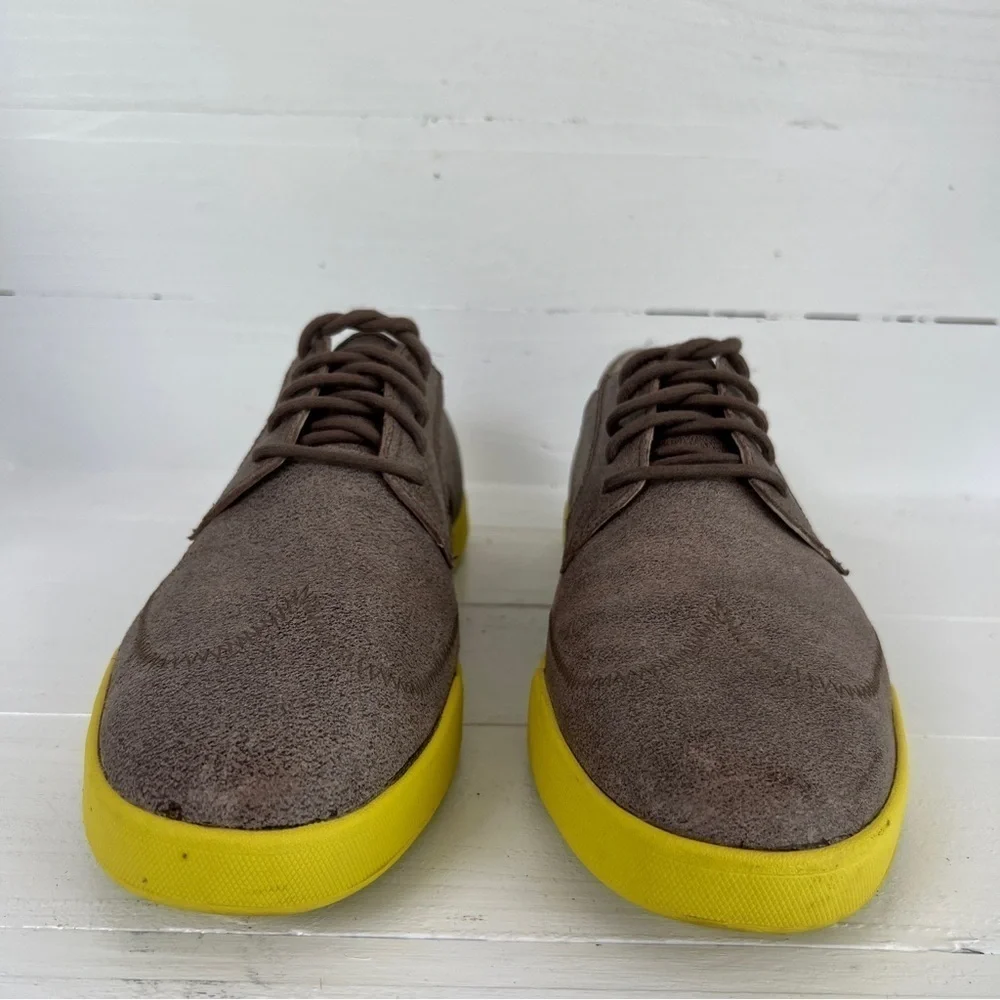 Cole Haan Brown Yellow Dress Shoes Men's 11 M Christy Wingtip Oxfords Lunar Neon